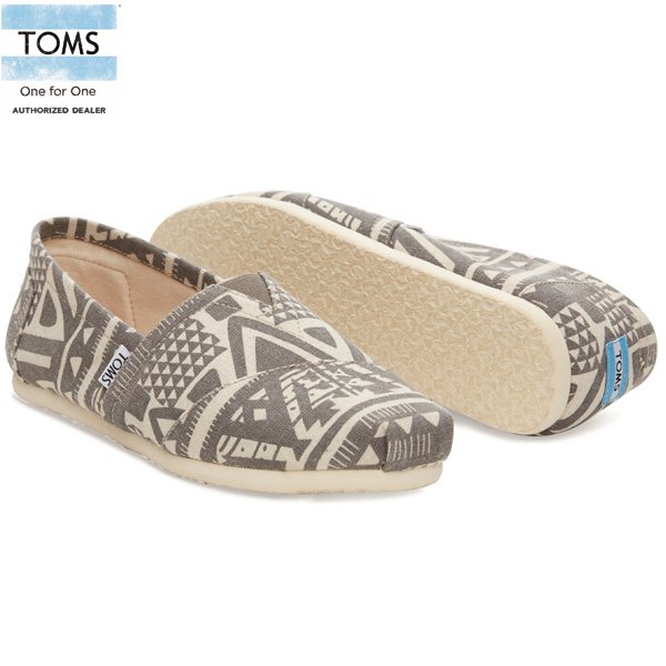 【送料無料】　TOMS　トムス　メンズ　クラシック　スリッポン　トライバル　民族柄　グレー　GREY TRIBAL MEN'S CLASSICS