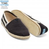 【送料無料】　TOMS　トムス　メンズ　クラシック　スリッポン　エスパドリーユ　ブラック　BLACK STRIPE MEN'S UNIVERSITY CLASSIC